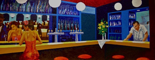 Serie Taferelen: 'Hotel Bar'
olieverf op katoen 70 x 180 cm
Verkocht